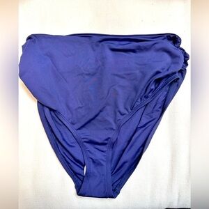 ANNE COLE BIKINI SWIM BOTTOMSz M HI WAISTED RUCHED SIDES ROLL DOWN BLUE3516 P